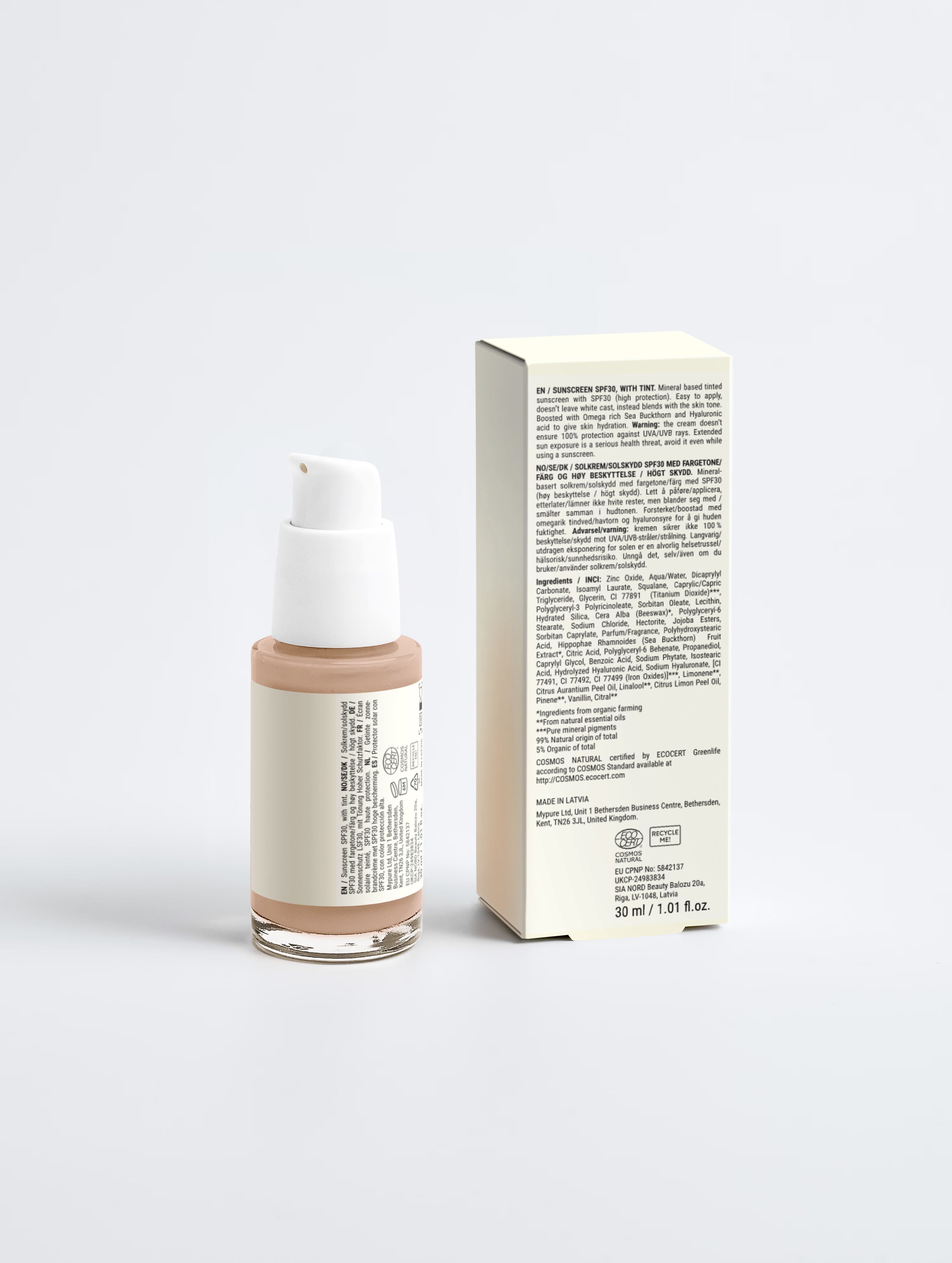Sunscreen SPF30, with tint